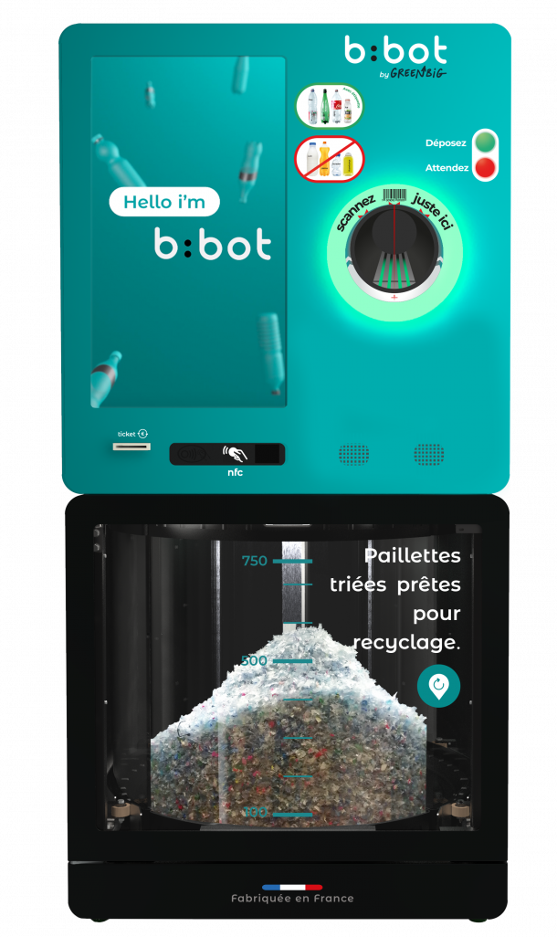 La start-up normande b:bot sépare les bouteilles en plastique et les transforme en paillettes.