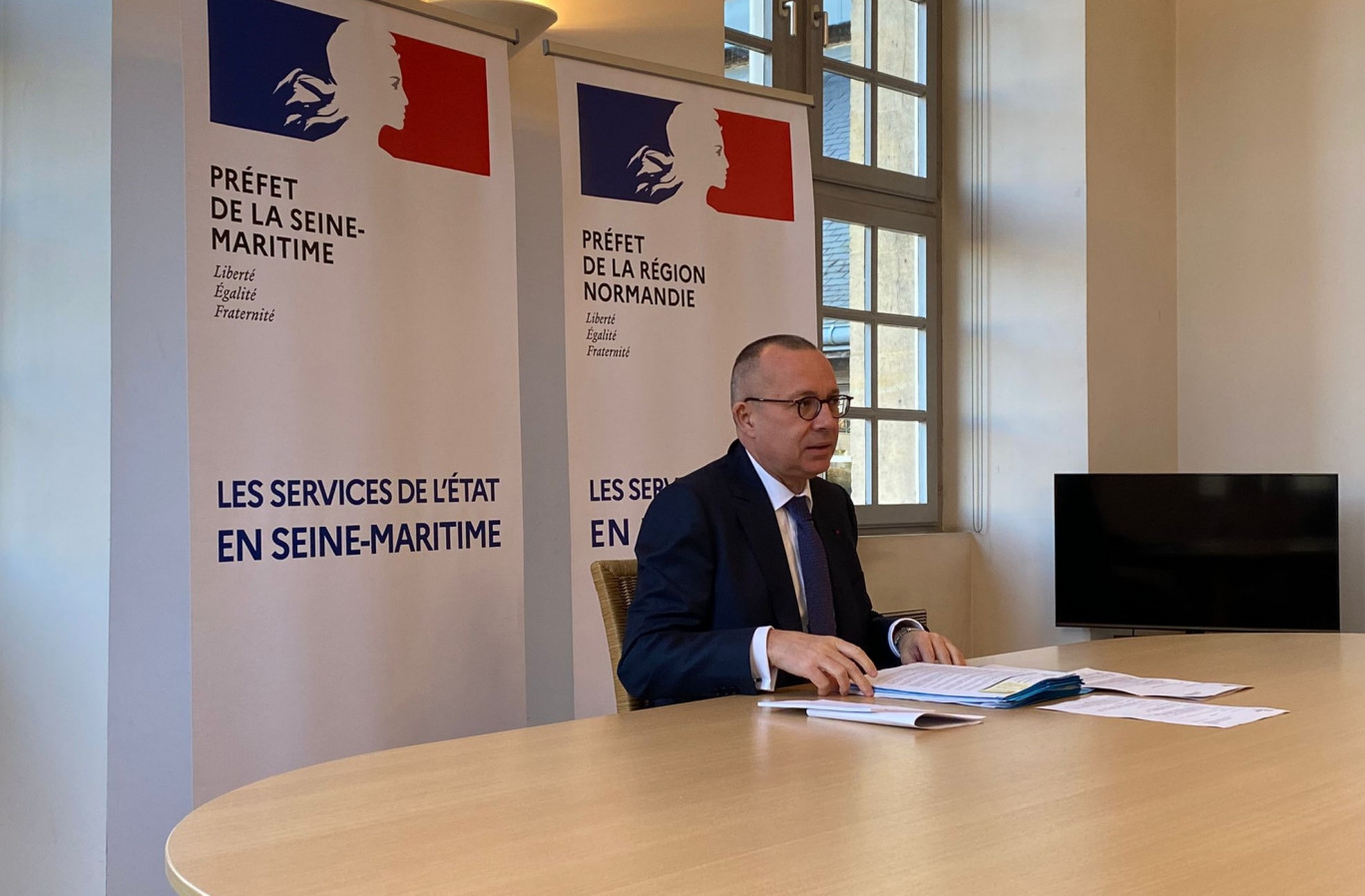 Pierre-André Durand, préfet de Normandie et de Seine-Maritime, a présenté ses vœux à la presse, lundi 31 janvier. (Photo Gazette Normandie)