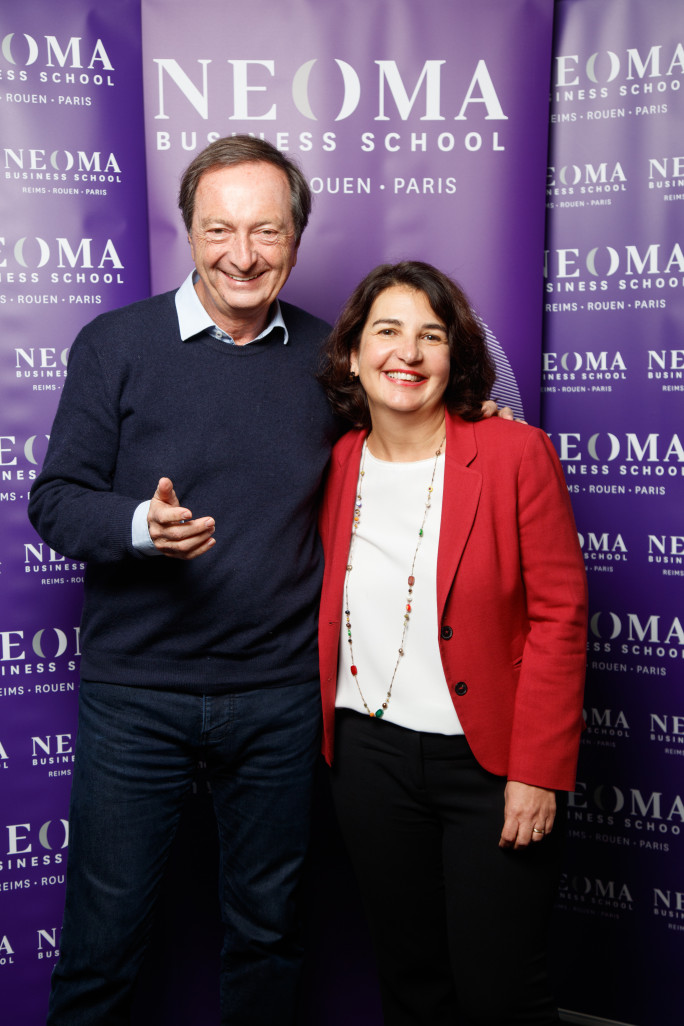 Michel-Edouard Leclerc a été renouvelé en tant que président de Neoma et Delphine Manceau en tant que directrice générale. (Photo Neoma)