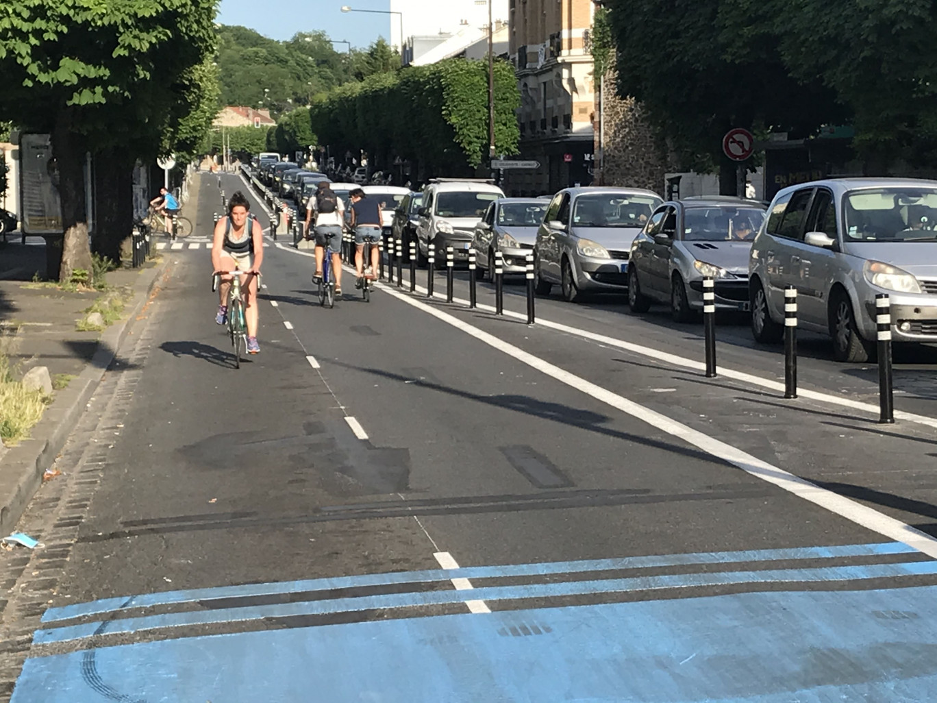 Crédit Photo : O.RAZEMON
une piste cyclable temporaire, à Montreuil (Seine-Saint-Denis).